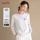 班尼路白色纯棉打底衫 t恤H 别致上衣小狗印花长袖 女秋冬季 2026新款