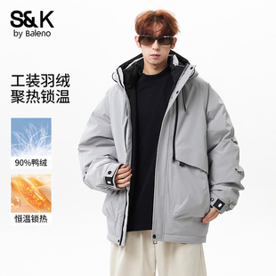 2025新款 班尼路美式 冬季 羽绒服男士 青少年加厚防风鸭绒外套E 工装