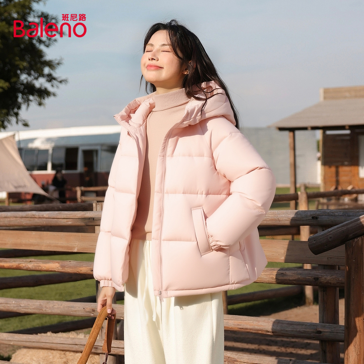 班尼路连帽宽松保暖棉袄上衣冬季