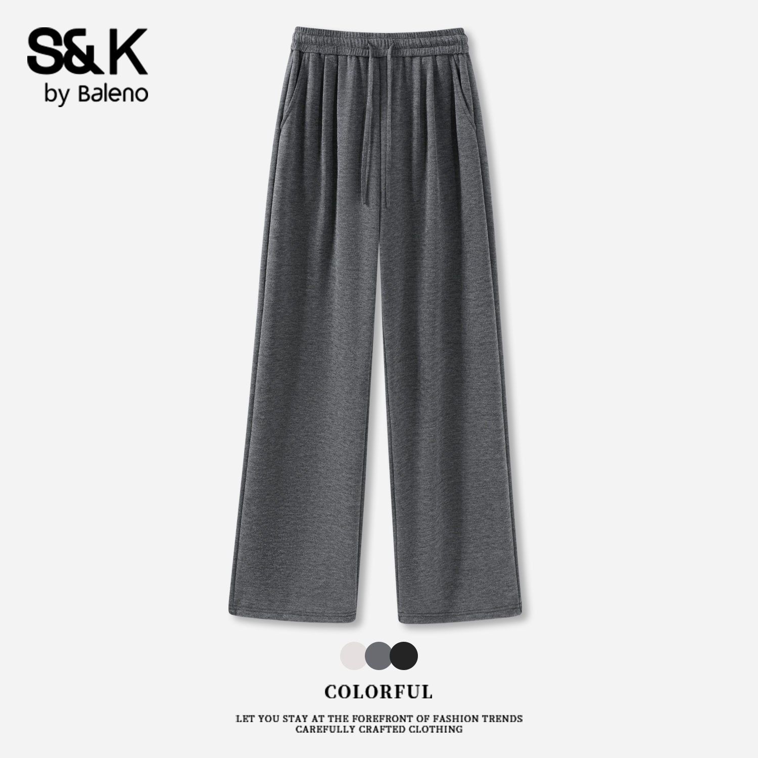 班尼路S&K系列加绒糯米阔腿裤女秋冬新款小个子窄版宽松休闲裤女Q