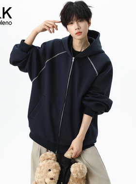 班尼路SK男士连帽开衫卫衣秋冬季新款美式拼接休闲潮牌百搭外套MS