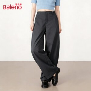 班尼路弯刀阔腿裤女春夏新款松弛感轻量女士工装休闲宽松镰刀裤J