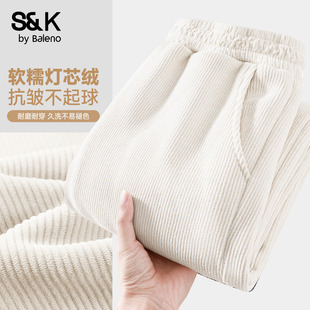 宽松休闲灯芯绒裤 女2025秋冬新款 子N 直筒裤 班尼路S&K系列加绒窄版