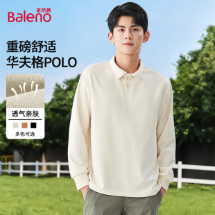 衫 班尼路浅色polo衫 高级华夫格t恤男商务宽松翻领短袖 夏季 男C 男款