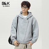 班尼路SK斜拉链开衫 cleanfit潮牌宽松连帽外套YS 新款 卫衣男士 秋季