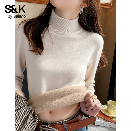 班尼路加绒半高领内搭外套针织衫