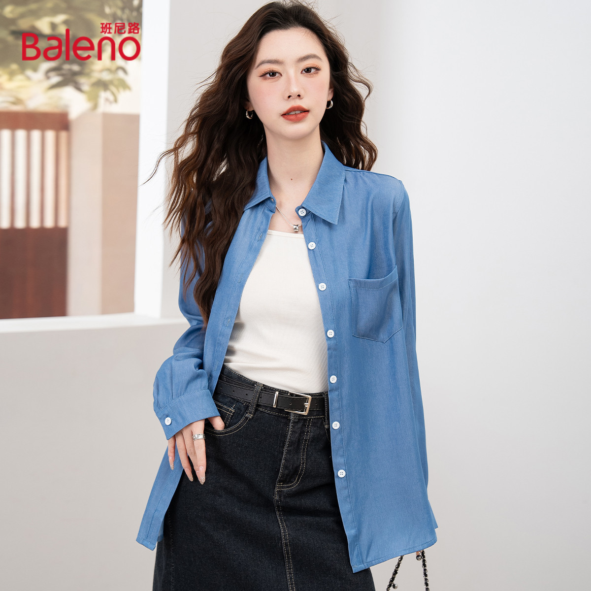 班尼路时尚莱赛尔衬衫女图片