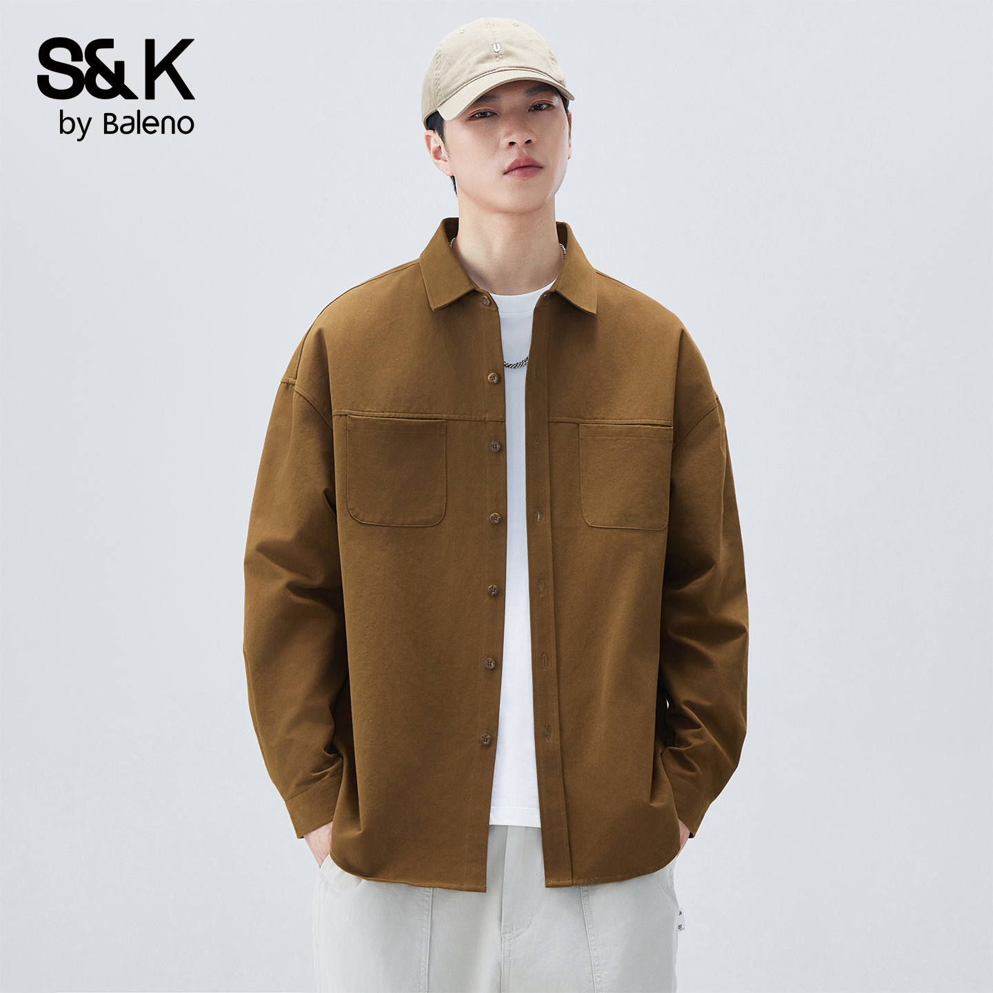 班尼路SK重磅纯棉长袖衬衫男外套