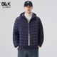 班尼路SK轻薄短款 羽绒服男冬季 连帽排骨羽绒服90白鸭绒保暖外套YS