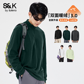 班尼路S&K系列立领打底衫 双面磨绒保暖上衣抓绒t恤A 男士 男款 冬季