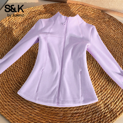 紫色修身摇粒绒外套上衣