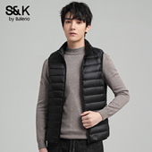 班尼路SK轻薄立领羽绒马甲男士 冬季 保暖背心坎肩青少年休闲外套YS