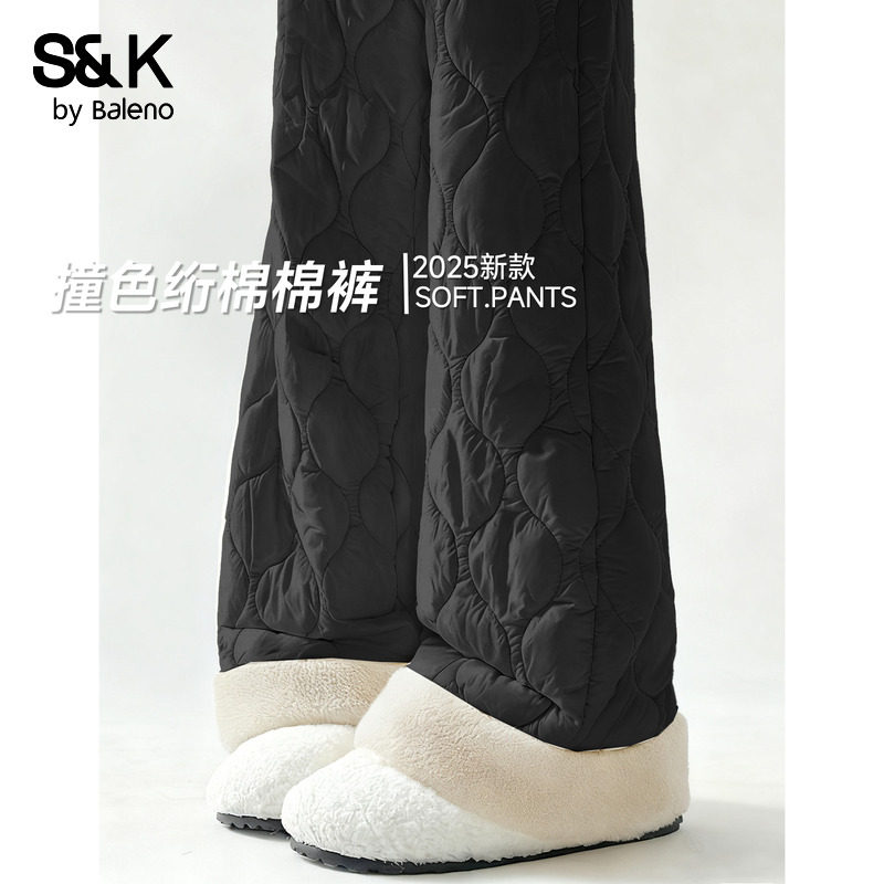 班尼路S&K系列黑色绗棉棉裤女2025新款冬季高腰加厚保暖外穿长裤Q,女装/女士精品,休闲裤,淘宝优惠券,粉丝福利购,淘宝优惠卷
