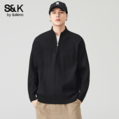 立领慵懒风针织衫 2026新款 上衣YS 美式 班尼路SK半拉链毛衣男春夏季