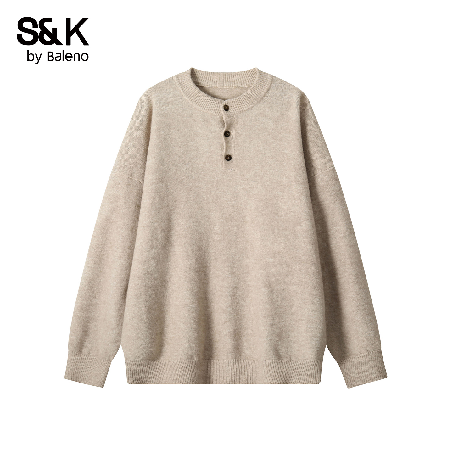 班尼路亨利领毛衣宽松休闲针织衫