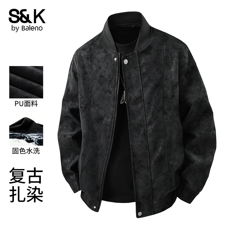 班尼路美式复古皮夹克男士春秋2026新款宽松休闲棒球领机车服外套,男装,夹克,淘宝优惠券,粉丝福利购,淘宝优惠卷