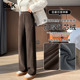 班尼路S&K系列咖色加厚灯芯绒阔腿裤 子H 加绒直筒裤 女2026新款 冬季