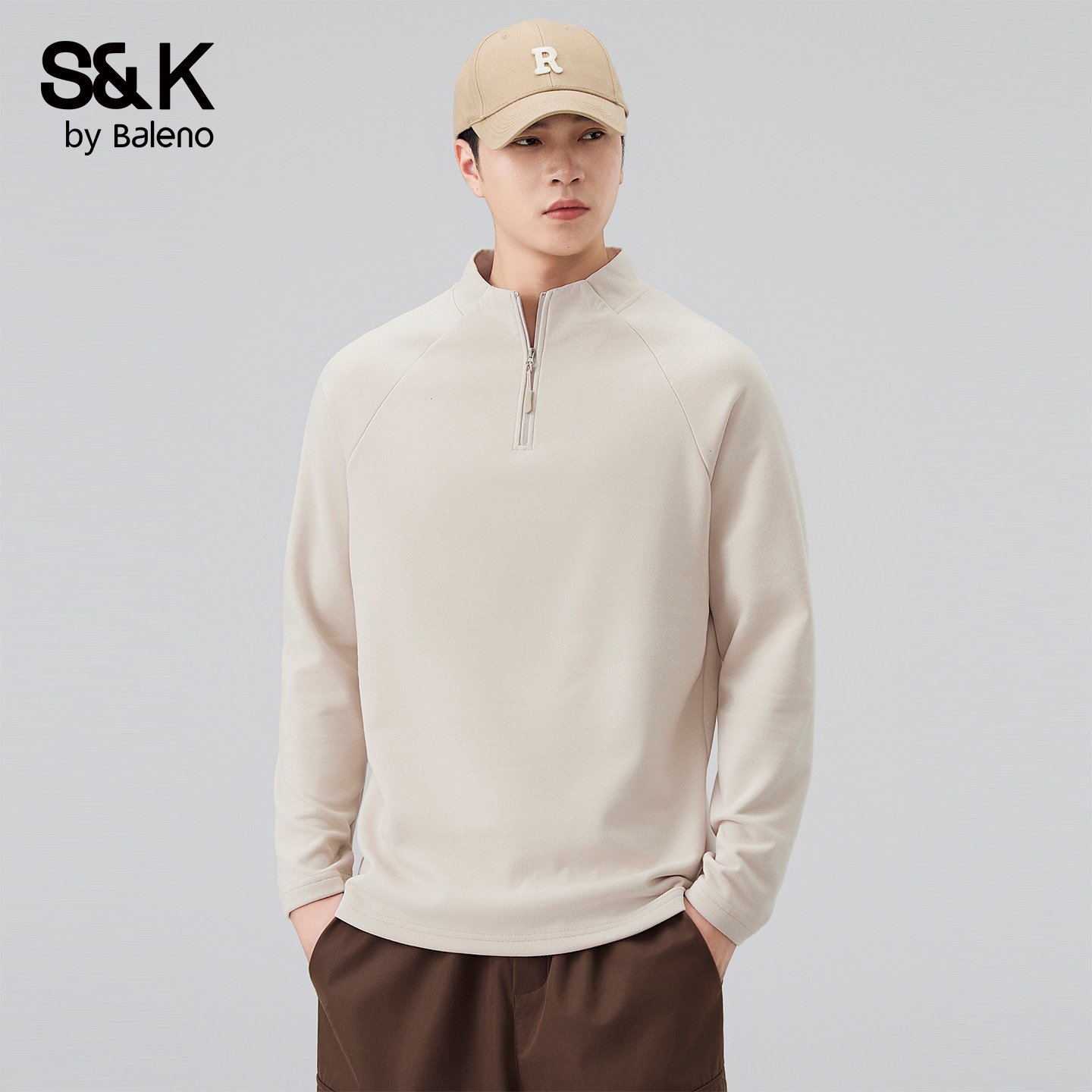 班尼路SK半拉链立领长袖T恤