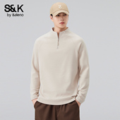 纯色潮流卫衣休闲打底衫 班尼路SK半拉链立领长袖 T恤男秋冬季