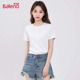 半袖 班尼路白色正肩t恤女短袖 上衣H 纯色基础款 修身 2026新款 夏季