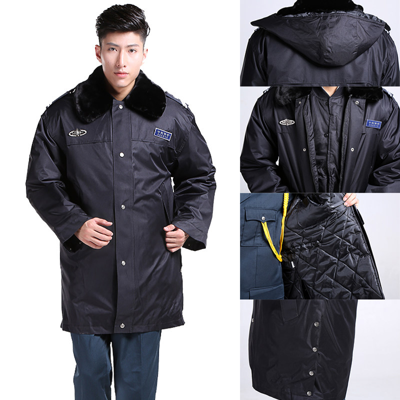 加厚中长款冬季保安多功能大衣防寒服棉衣防雨雪拆卸内胆清仓甩货