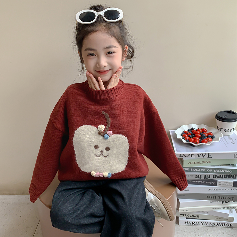 女童毛衣冬季儿童冬装套头针织衫