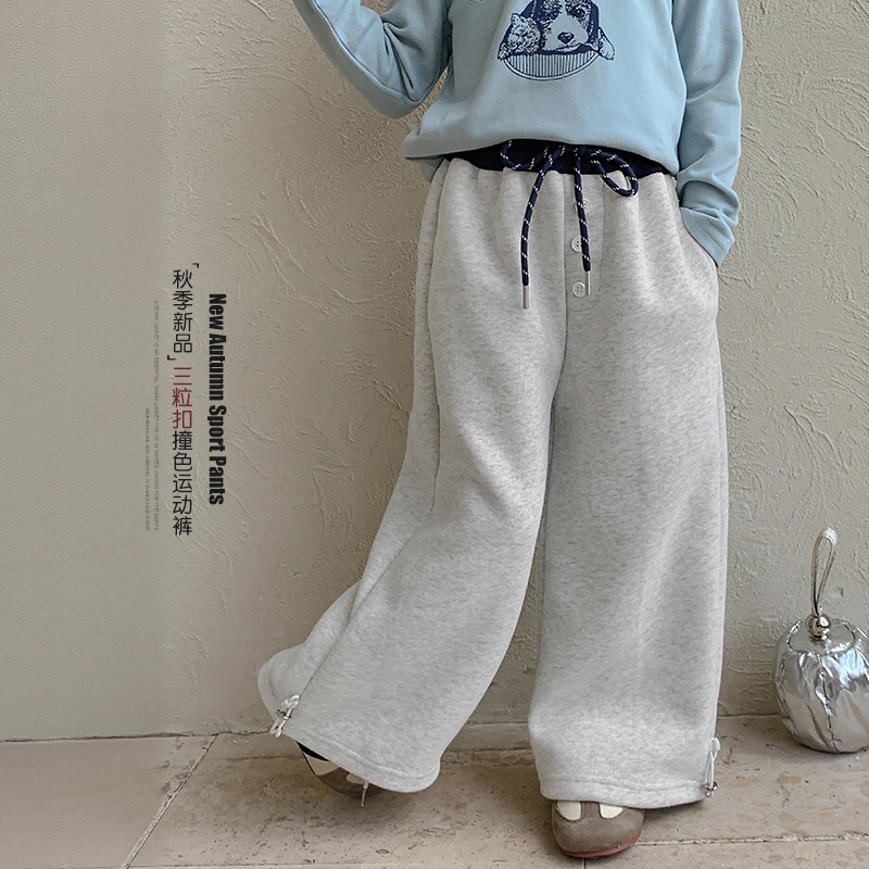 女童裤子秋冬款2025新款儿童初冬巨好看运动裤韩版女孩宽松阔腿裤