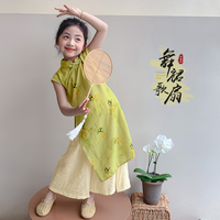 女童旗袍夏季套裝兒童國(guó)風(fēng)連衣裙