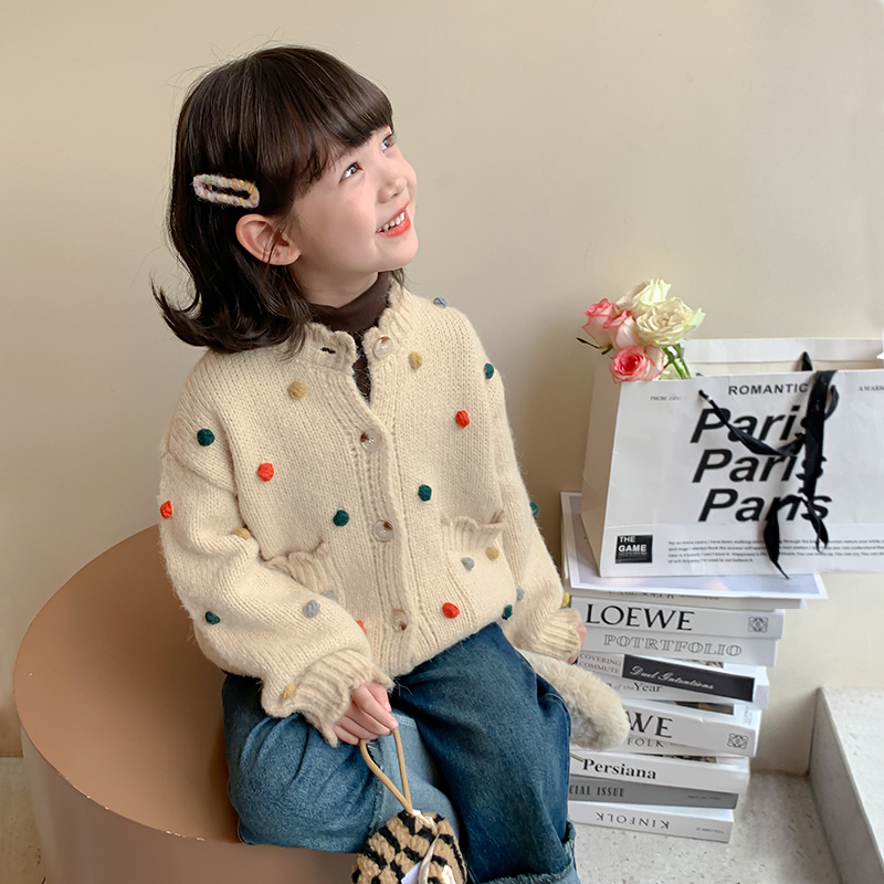 女童针织外套春装2025新款韩版洋气女孩宽松休闲上衣儿童毛衣开衫