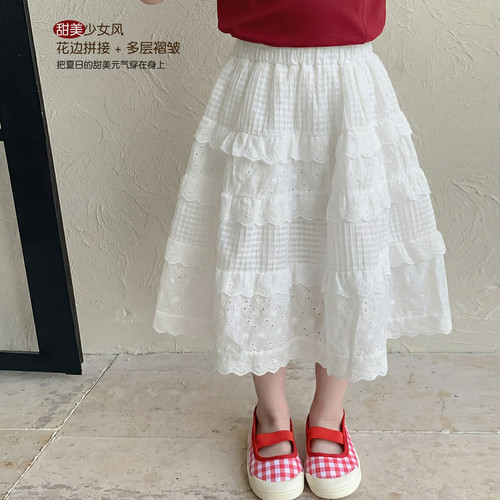 女童半身裙夏装2026新款女孩夏季独特超漂亮裙子儿童装白色公主裙