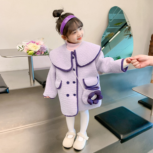 女童外套2026秋冬新款洋气时髦儿童加厚冬季羊羔绒毛毛衣新年衣服