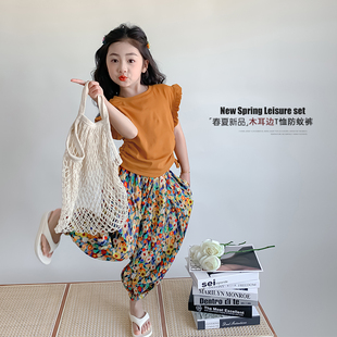 女童夏季 2026新款 儿童短袖 T恤两件套洋气时髦超好看小孩衣服 套装