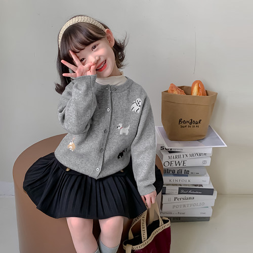 女童针织外套上衣儿童毛衣开衫
