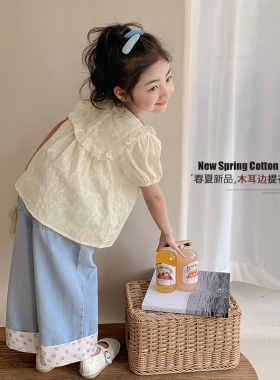 女童衬衫2026新款夏装小女孩娃娃衫夏季童装薄款上衣儿童短袖衬衣