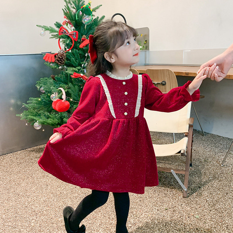 拜年服女童红色连衣裙冬装2025新款儿童加绒过年公主裙子新年衣服,童装/婴儿装/亲子装,连衣裙,淘宝优惠券,粉丝福利购,淘宝优惠卷