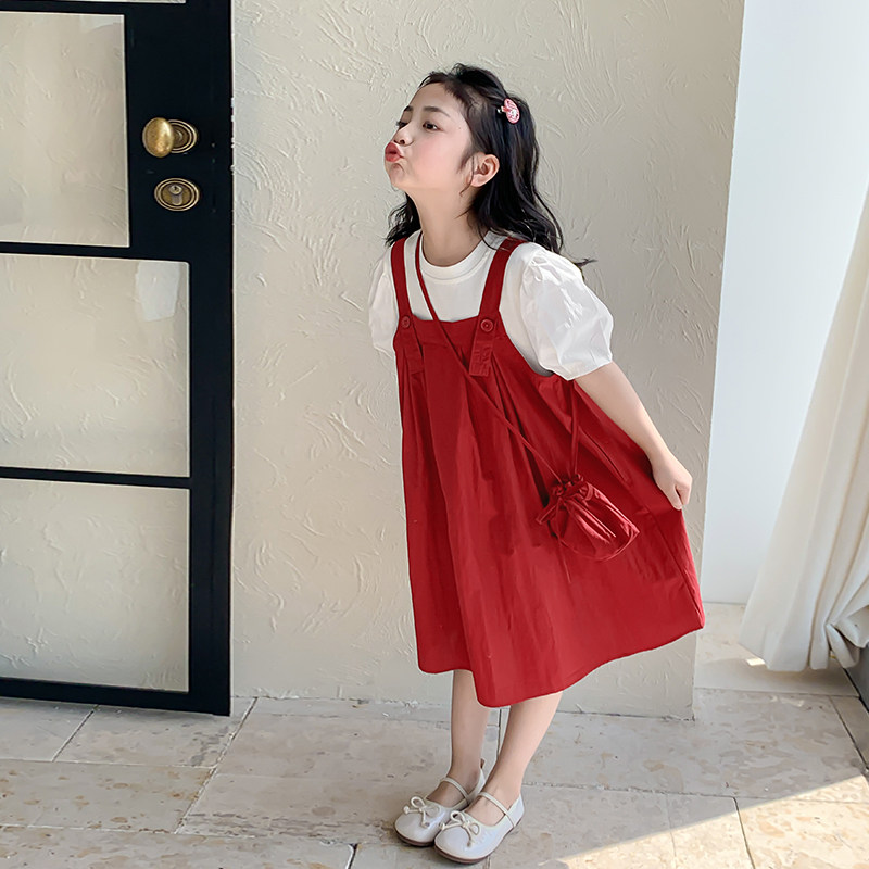 女童套装2026新款夏装韩版儿童短袖T恤夏季女孩洋气背带裙两件套,童装/婴儿装/亲子装,套装,淘宝优惠券,粉丝福利购,淘宝优惠卷