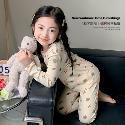 女童秋衣秋裤纯棉a类空调服