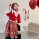 女童拜年服马面裙套装 儿童红色新年衣服 2026女孩马年国风汉服唐装