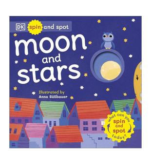 儿童图书3 Sü?bauer and Stars 洞洞书 Moon 月亮和星星Spin Spot 6岁分阶读物Anna 英文进口原版 预售