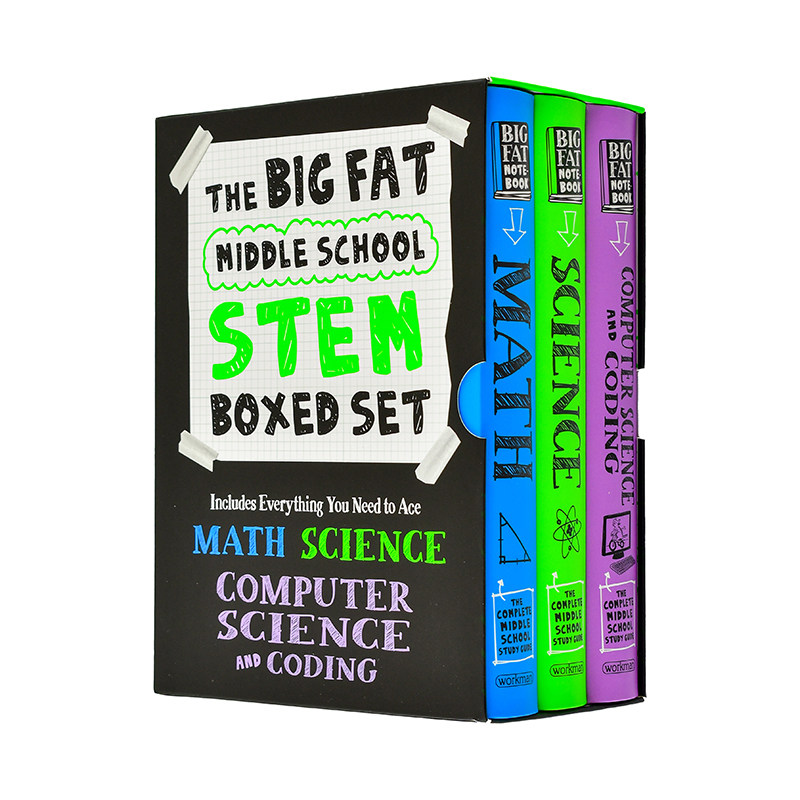 【现货】美国中学生学霸笔记STEM三件套:数学/科学/计算机编程 The Big Fat Middle School STEM 英文进口原版儿童图书青少年读物
