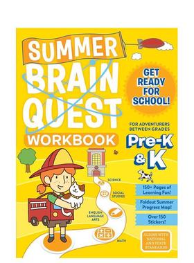 【预售】夏季大脑探索：学前班和幼儿园年级之间Summer Brain Quest: Between Grades Pre-K & K英文进口原版儿童趣味图书WORKMAN
