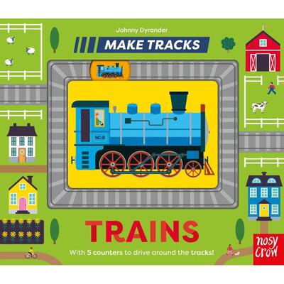 【预售】【Make Tracks】Trains【滑轨机关书】火车 英文进口原版儿童趣味图书 Dyrander  Johnny3-6岁