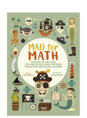 【预售】【疯狂数学】分数、百分比与小数 【Mad for Math】Navigate The High Seas!英文进口原版儿童绘本图书Linda Bertola