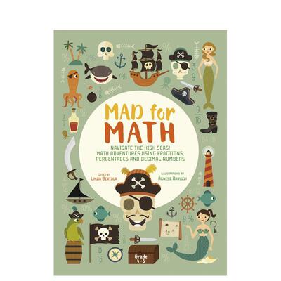 【预售】【疯狂数学】分数、百分比与小数 【Mad for Math】Navigate The High Seas!英文进口原版儿童绘本图书Linda Bertola