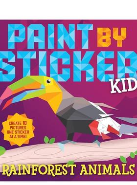 【预售】贴纸儿童画 雨林动物 Paint by Sticker Kids: Rainforest Animals 英文进口原版儿童趣味图书WORKMAN PUBLISHING