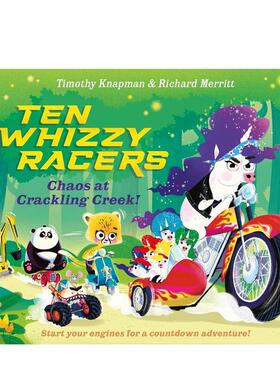 【预售】十辆炫酷赛车：噼啪溪谷大混乱 Ten Whizzy Racers: Chaos at Crackling Creek英文进口原版儿童绘本图书Knapman, Timothy