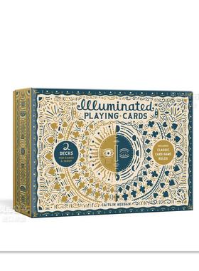 【现货】发光的扑克牌套装：两副牌及游戏规则 Illuminated Playing Card Set : Two Decks with Game Rules文创原版进口Caitlin