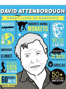 【现货】【图像传记】大卫·艾登堡【Great Lives in Graphics】David Attenborough英文进口原版儿童绘本图书9-12岁Great Lives