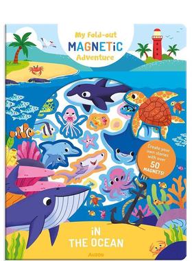 【预售】【手风琴磁铁书】海洋【My Fold Out Magnetic Adventure】In The Ocean英文进口原版儿童趣味图书Mel Matthews3-6岁