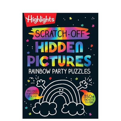 【预售】刮刮乐隐藏图片彩虹派对拼图（刮刮乐活动书籍） Scratch-Off Hidden Pictures 英文进口原版儿童趣味图书Highlights
